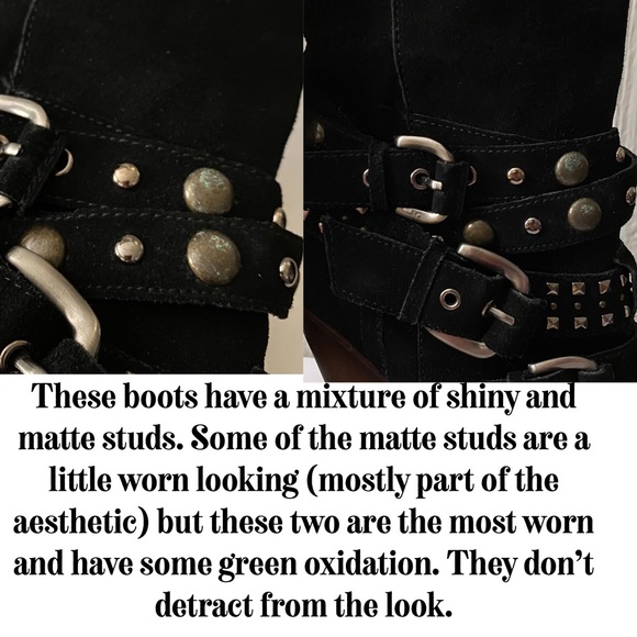 Steve Madden Black Studded Suede Rustik Boots with Chunky Block Heel Size 8.5M - Picture 15 of 16